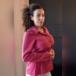 GAP Ruby Red Utility Button Down  Jacket 100% Tencel